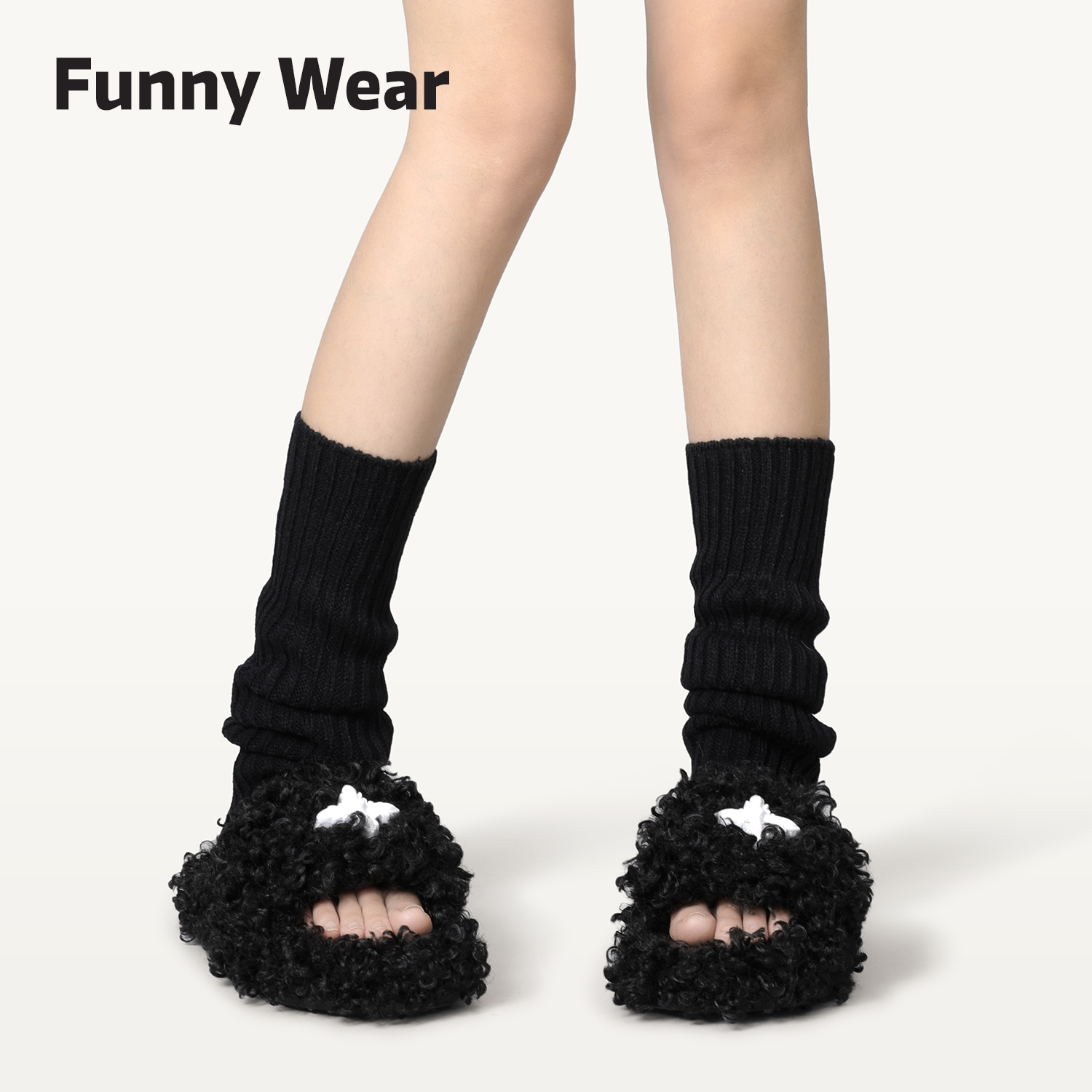 黑色堆堆袜套女秋冬季保暖针织腿套显瘦日系小腿袜y2k叠穿长袜子