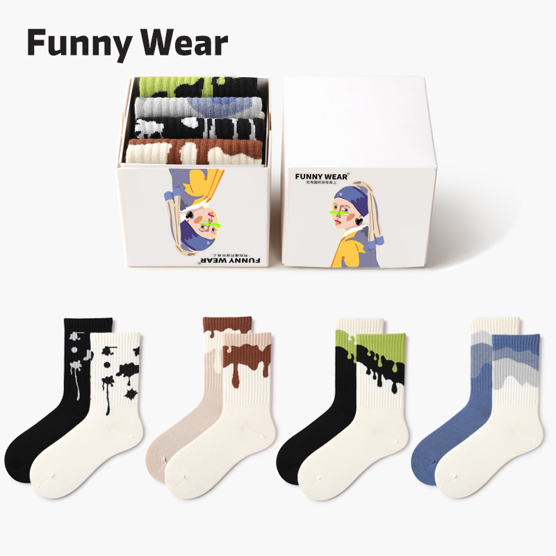 袜子女设计感AB无骨袜运动风