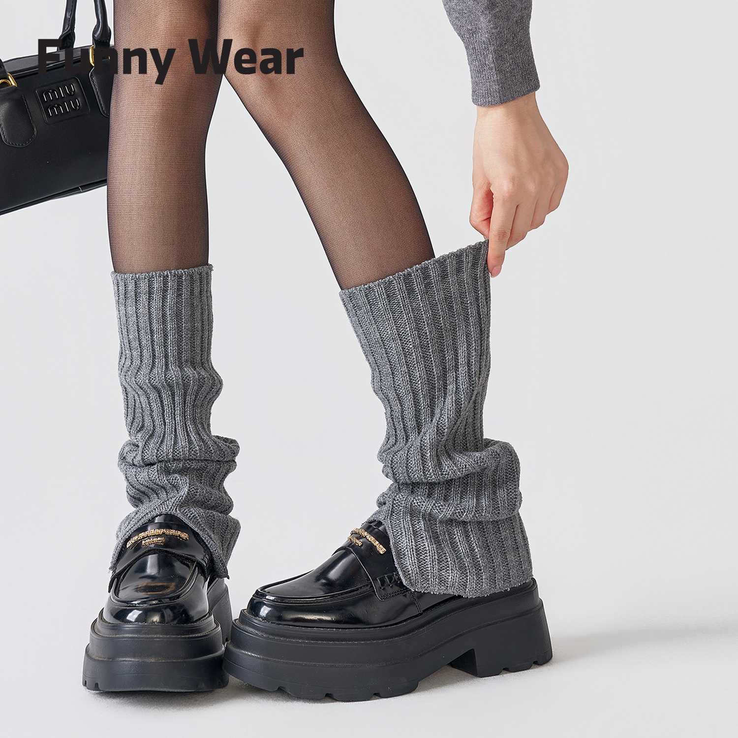 针织堆堆袜套袜子女秋冬季小腿袜开叉显瘦腿套y2k秋冬保暖长袜子