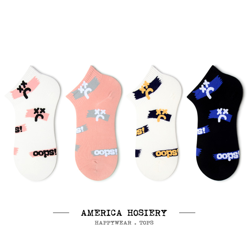 袜子女短袜ins潮韩版字母卡通