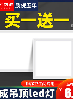 集成吊顶led灯300x300x600铝扣板厨房卫生间灯30x60嵌入式平板灯