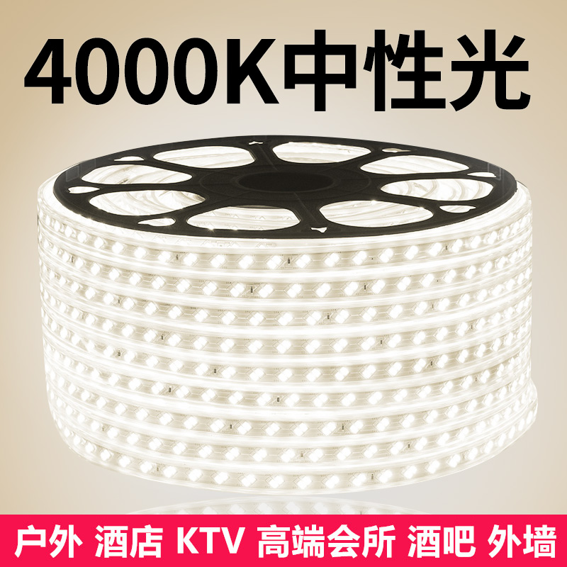 led灯带220v超亮5730双排中性光4000K工程家用商用自然光软灯带条 家装灯饰光源 室内LED灯带 原图主图