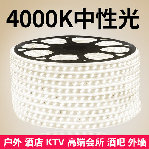 led灯带220v超亮5730双排中性光4000K工程家用商用自然光软灯带条