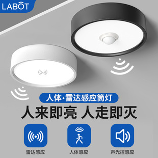 人体雷达自动感应筒灯入户门玄关智能声控吸顶走廊过道灯家用 明装