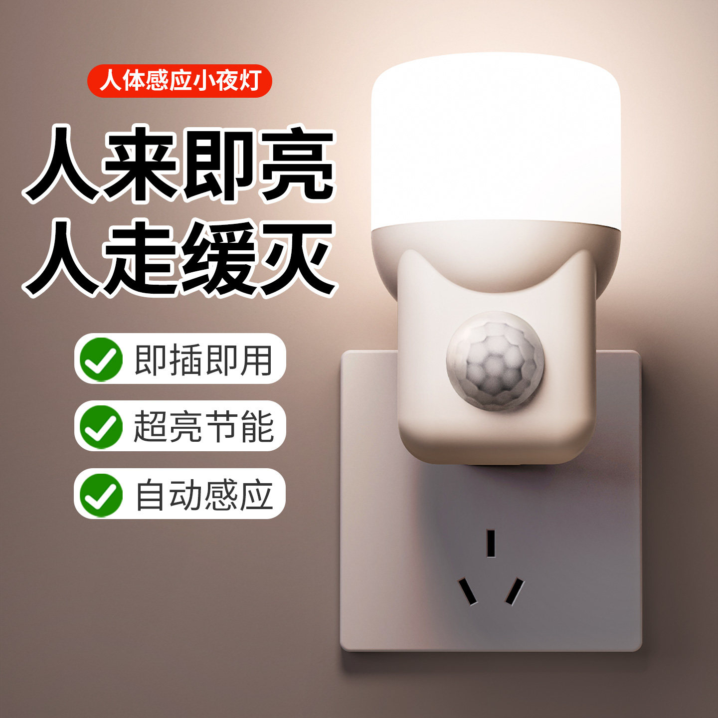 智能人体感应小夜灯插电式图片