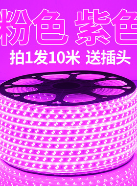LED灯带紫光粉色紫色家用220v装饰浪漫创意KTV超亮户外防水灯带条