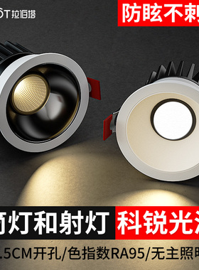 无主灯客厅照明cob防眩光射灯led筒灯轻奢天花灯家用嵌入式3500K