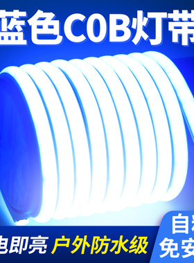 蓝色COB灯带led灯条220V自粘冷光超亮KTV广告招牌灯箱蓝光氛围灯