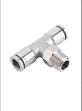 不锈钢螺纹快插正三通接头BPB8 BPB6 BPB4-M5 M6 01 02 03 04 304