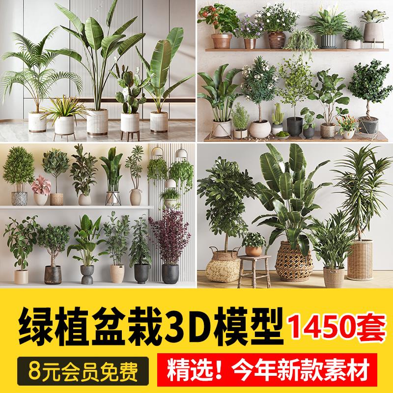 绿植室内盆栽3d模型植物摆件花园现代北欧花卉盆景花盆花店3DMAX