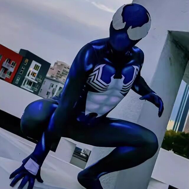 定制蓝色共生体蜘蛛人连体紧身衣cosplay漫展衣服COS蜘蛛侠紧身衣