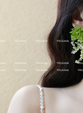 YOUJUclub-夏日花语~森系流苏茉莉花朵氛围感白色耳环蚊香盘耳夹