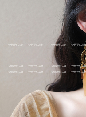 YOUJUclub-乘着风~异域风情民族风仙气羽毛耳环复古蚊香盘耳夹女