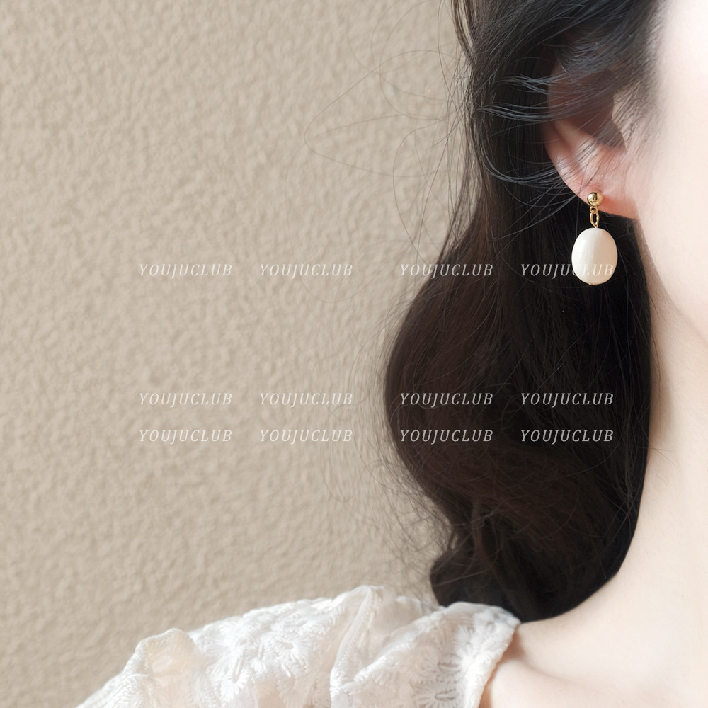 YOUJUclub-奶白色豆豆~优雅气质椭圆形复古简约耳环蚊香盘耳夹,饰品/流行首饰/时尚饰品新,耳环,淘宝优惠券,粉丝福利购,淘宝优惠卷