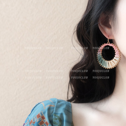 镂空夸张波西米亚撞色名族风耳饰