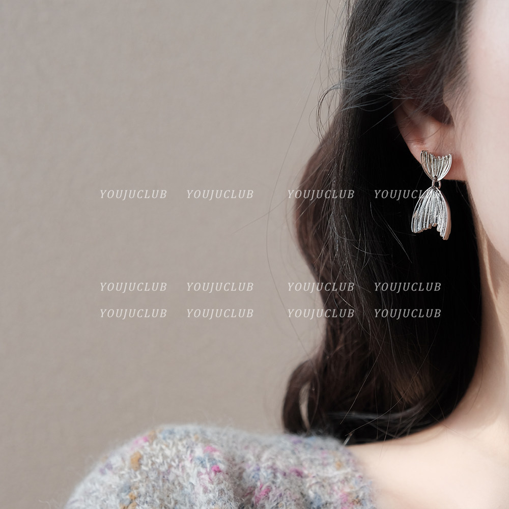 YOUJUclub-游啊游~清冷银色气质美人鱼尾高级感耳环蚊香盘耳夹女,饰品/流行首饰/时尚饰品新,耳环,淘宝优惠券,粉丝福利购,淘宝优惠卷