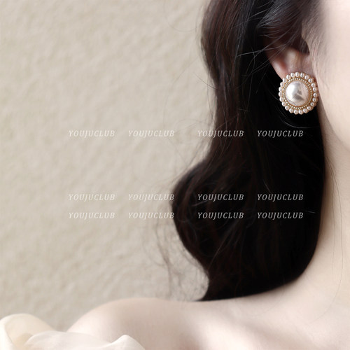 优雅圆形法式赫本风简约耳环