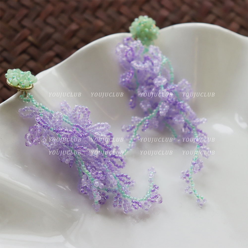 YOUJUclb-紫藤萝～超仙女紫色浪漫甜美夸张度假风耳环蚊香盘耳夹,饰品/流行首饰/时尚饰品新,耳环,淘宝优惠券,粉丝福利购,淘宝优惠卷