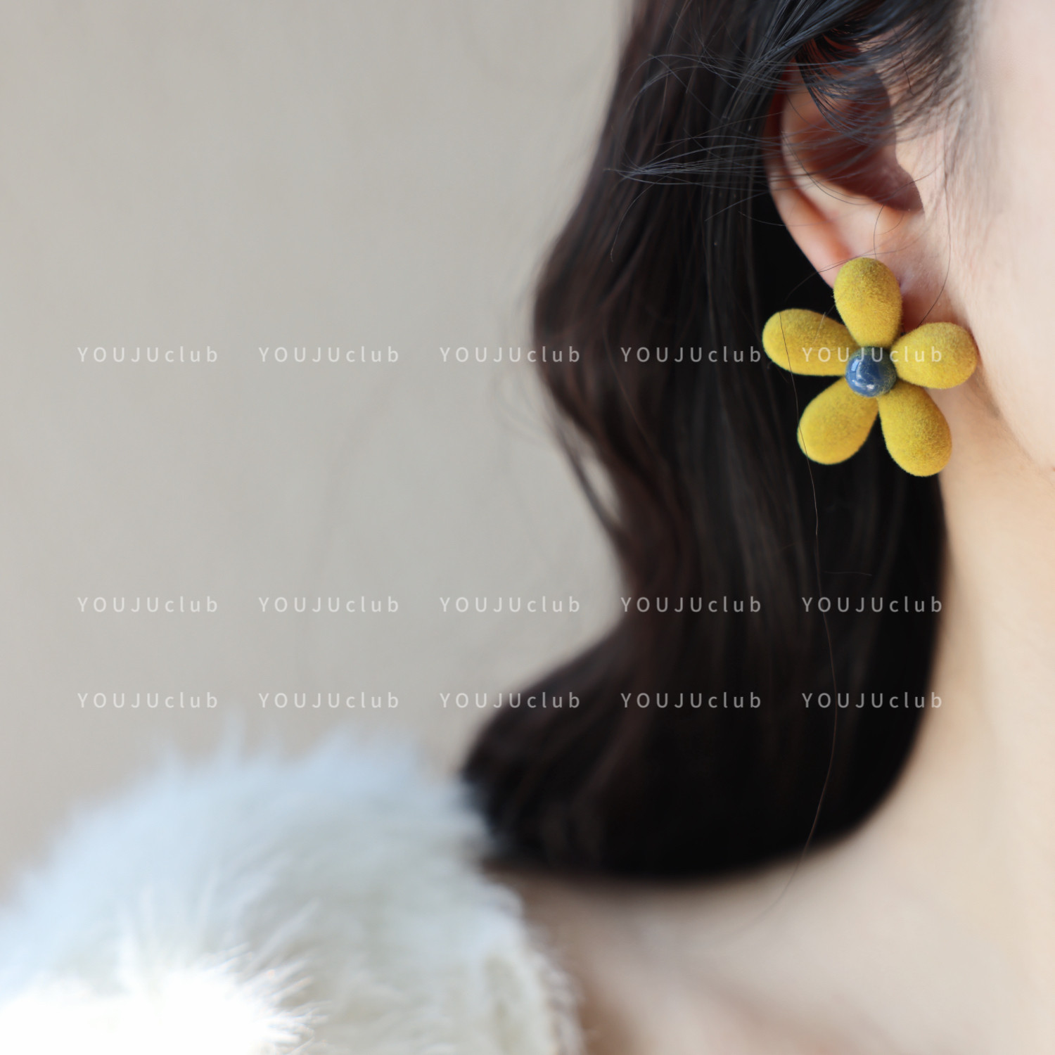 YOUJUclub-冬日现花~复古多巴胺甜美秋冬夸张花朵丝绒耳环耳夹女,饰品/流行首饰/时尚饰品新,耳环,淘宝优惠券,粉丝福利购,淘宝优惠卷