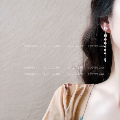 名媛气质简约优雅水晶珍珠耳饰