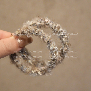 YOUJUclub-雪花圈圈~5色彩色毛线缠绕圆圈耳圈夸张秋冬耳环耳夹女