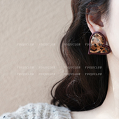 YOUJUclub 时髦look 复古豹纹爱心轻奢高级感气质夸张酷耳环耳夹