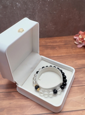 汉服国风手串手链女天然白水晶搭配黑曜石高级礼物男女情侣同款