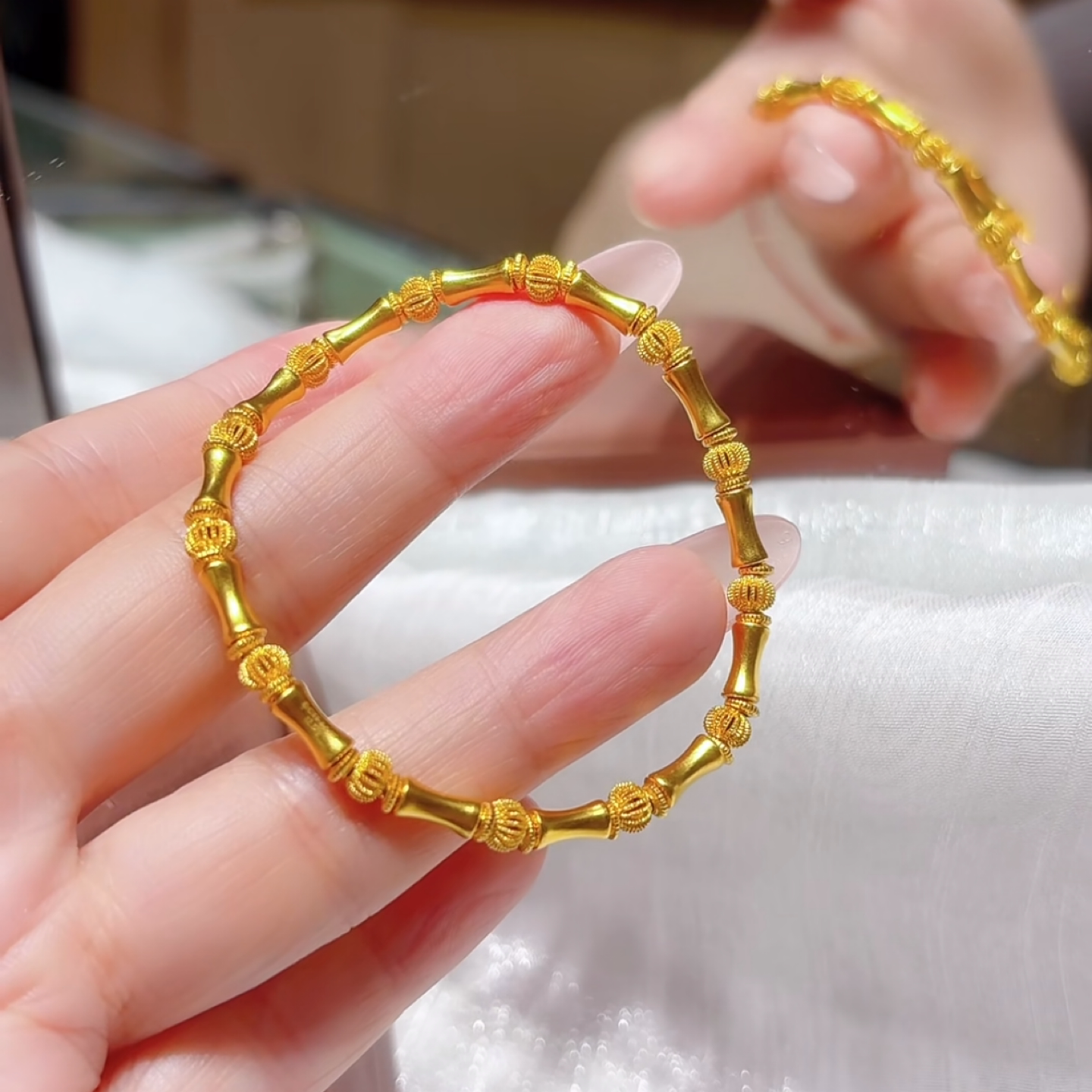 金包银竹节手链轻奢百搭不漏银