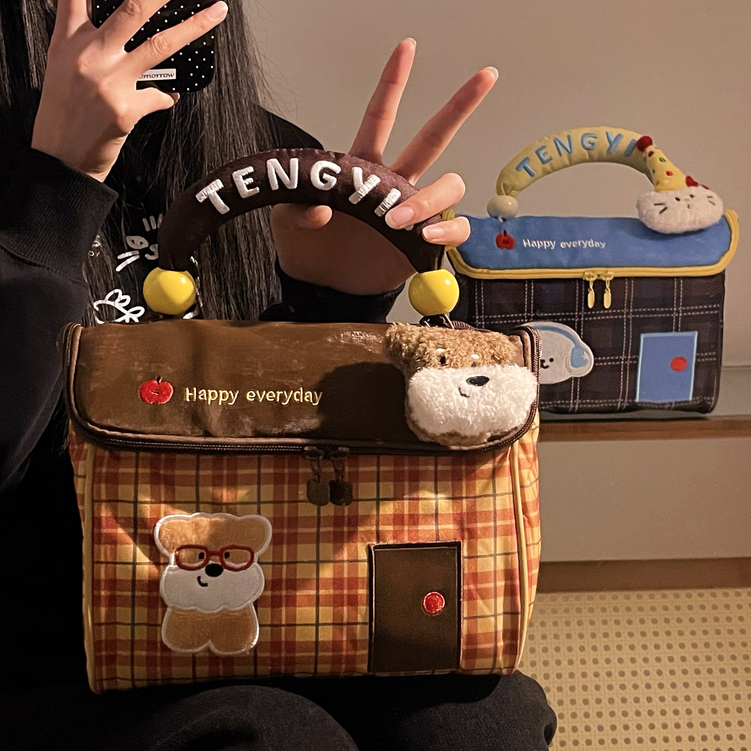 可爱小房子化妆包女大容量立体式