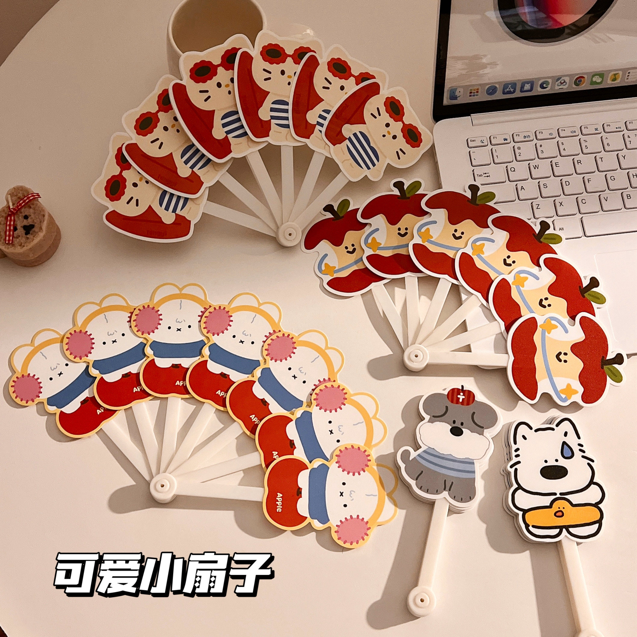 可爱卡通折扇夏日便携七折扇儿童图片