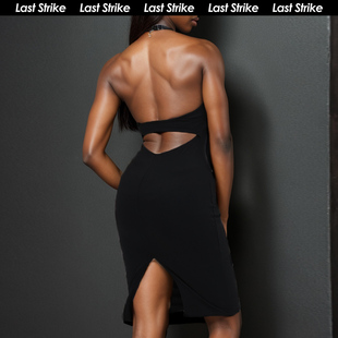 Last 吊带连衣裙露背舞蹈拉丁舞蜜桃臀运动裙健身裙女 Strike美式