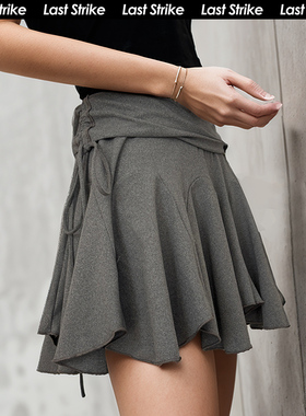 Last Strike灰色半裙a字高腰羽毛球裙休闲防走光运动短裙女网球裙