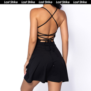 美背防走光舞蹈短裙吊带网球裙 运动连衣裙女修身 Last Strike美式