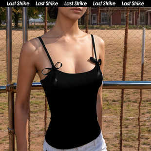 Last 小众显白纯色细肩带运动背心女性感瑜伽休闲上衣 Strike美式