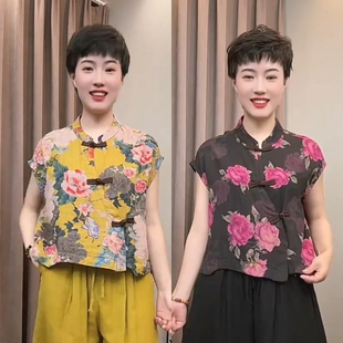 新中式民族风夏季短袖衬衫女装马国风马甲女款爆款2026新款高档