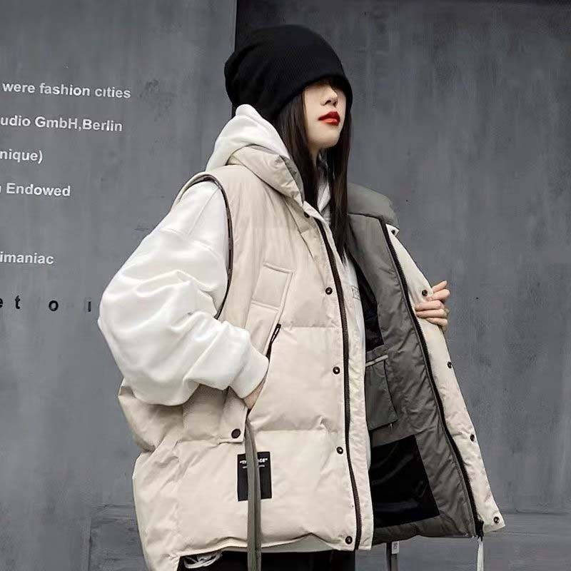 加厚棉衣马甲男女情侣款2023年冬季新品时尚短款立领韩版休闲马夹
