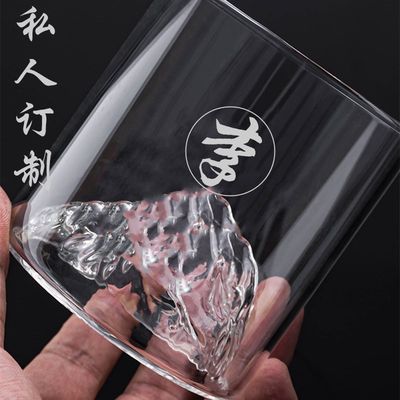 私人订制刻字富士山耐热玻璃杯