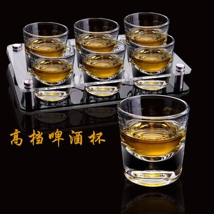 酒吧钢化玻璃啤酒杯子厚底高档套装定制logo家用白酒杯二两精酿