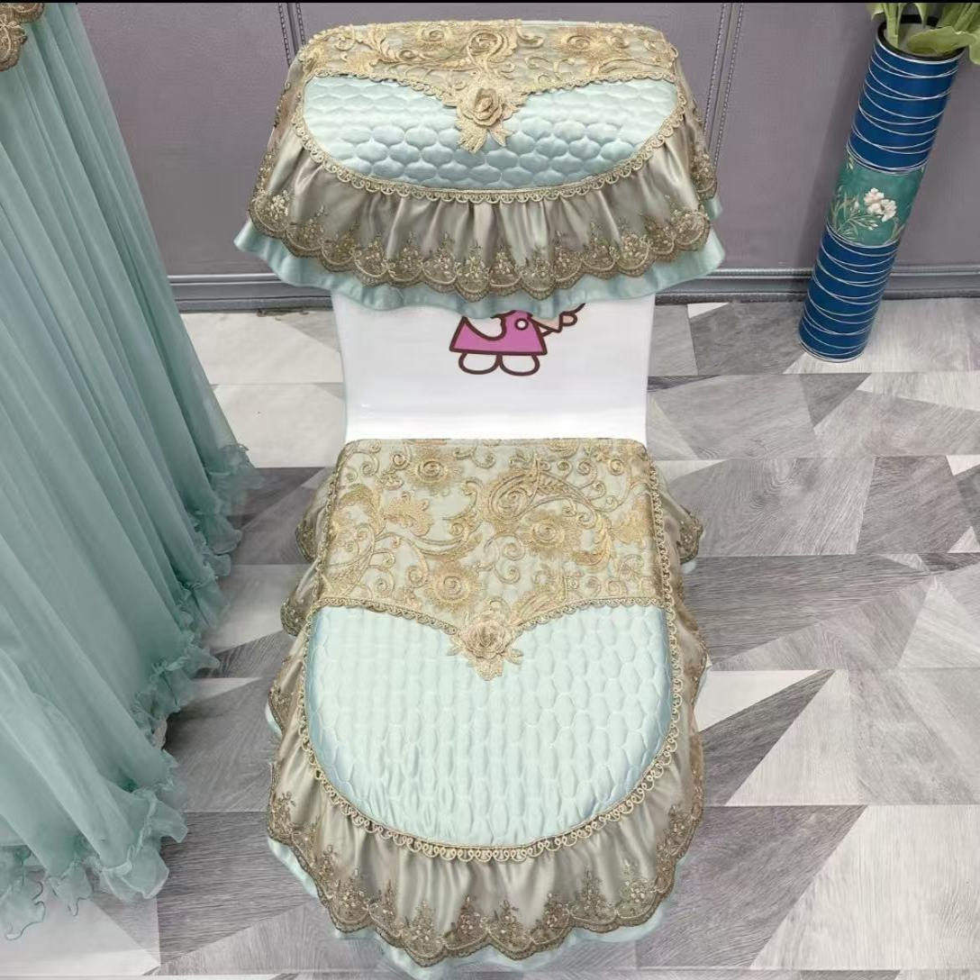 高档包邮U型马桶垫三件套全包拉链式坐便器垫套布艺蕾丝马桶圈套