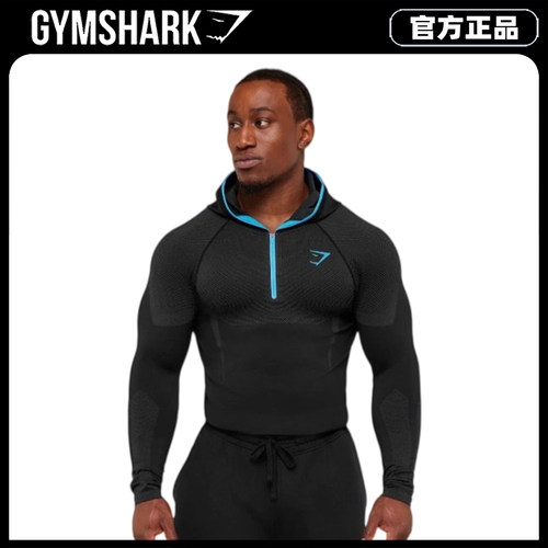 Gymshark Onyx5.0超级英雄连帽衫长袖男蜂窝速干紧身压缩衣训练服
