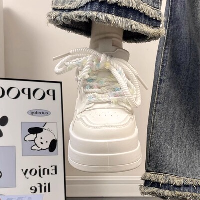 回力小白鞋韩版爆改彩色鞋带