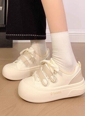 人本卡其猫咪板鞋女款秋季新款小众原创轻便软底鞋子学生小白鞋女