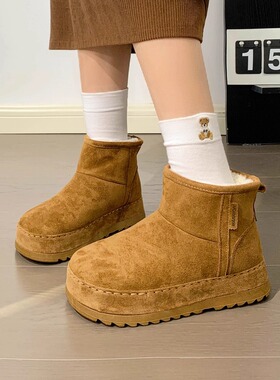 回力复古大黄厚底雪地靴女冬季加绒加厚保暖防寒短靴百搭棉鞋女款