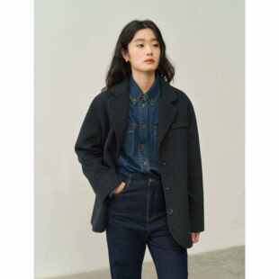 骆驼绒牦牛绒西装领宽松短款羊毛双面呢大衣女秋冬小个子毛呢外套