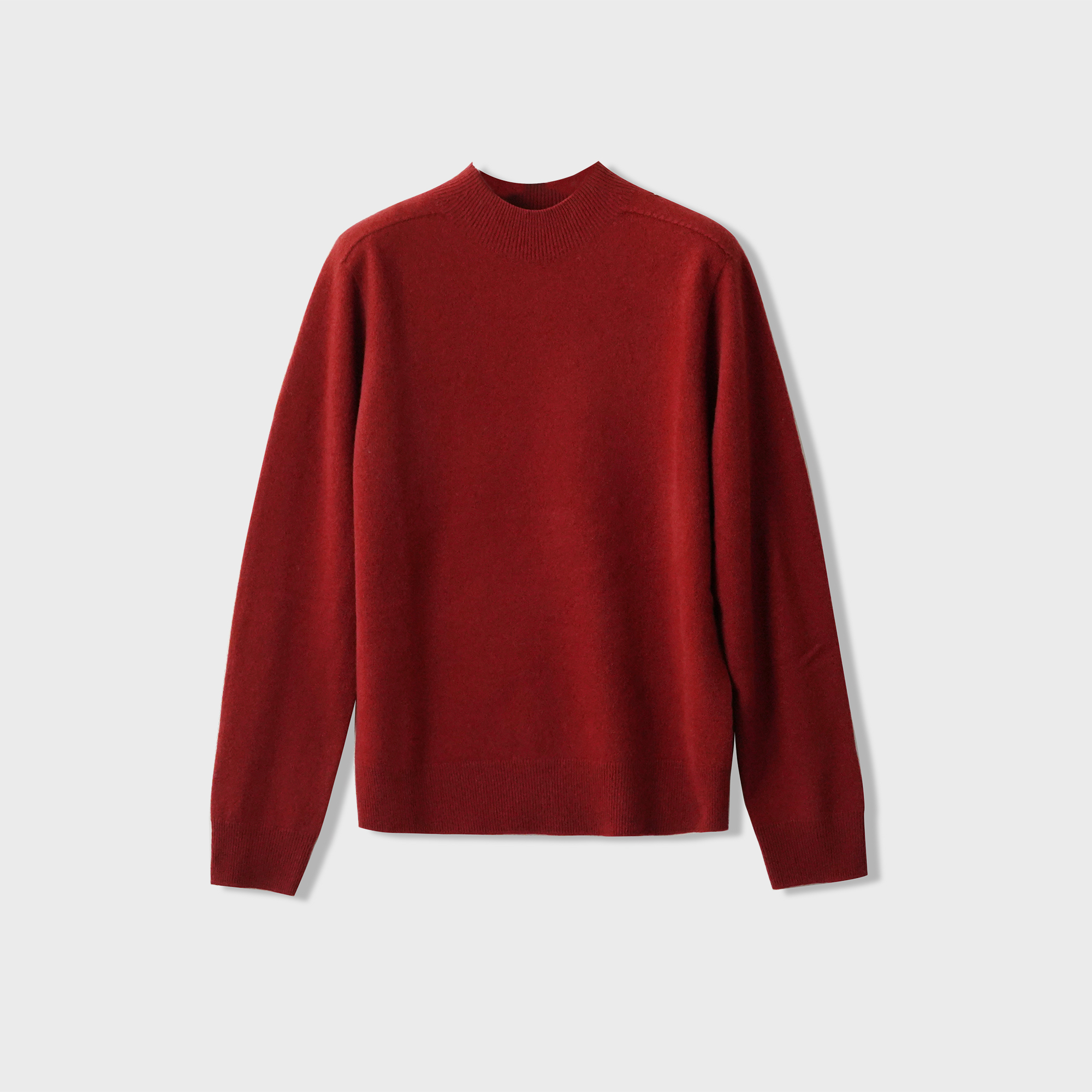 亲肤无缝一体红色半高领长袖羊毛针织打底衫毛衣女秋冬款百搭通勤