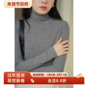 经典基本款羊毛堆堆高领长袖修身打底衫T恤女秋冬款内搭叠穿上衣