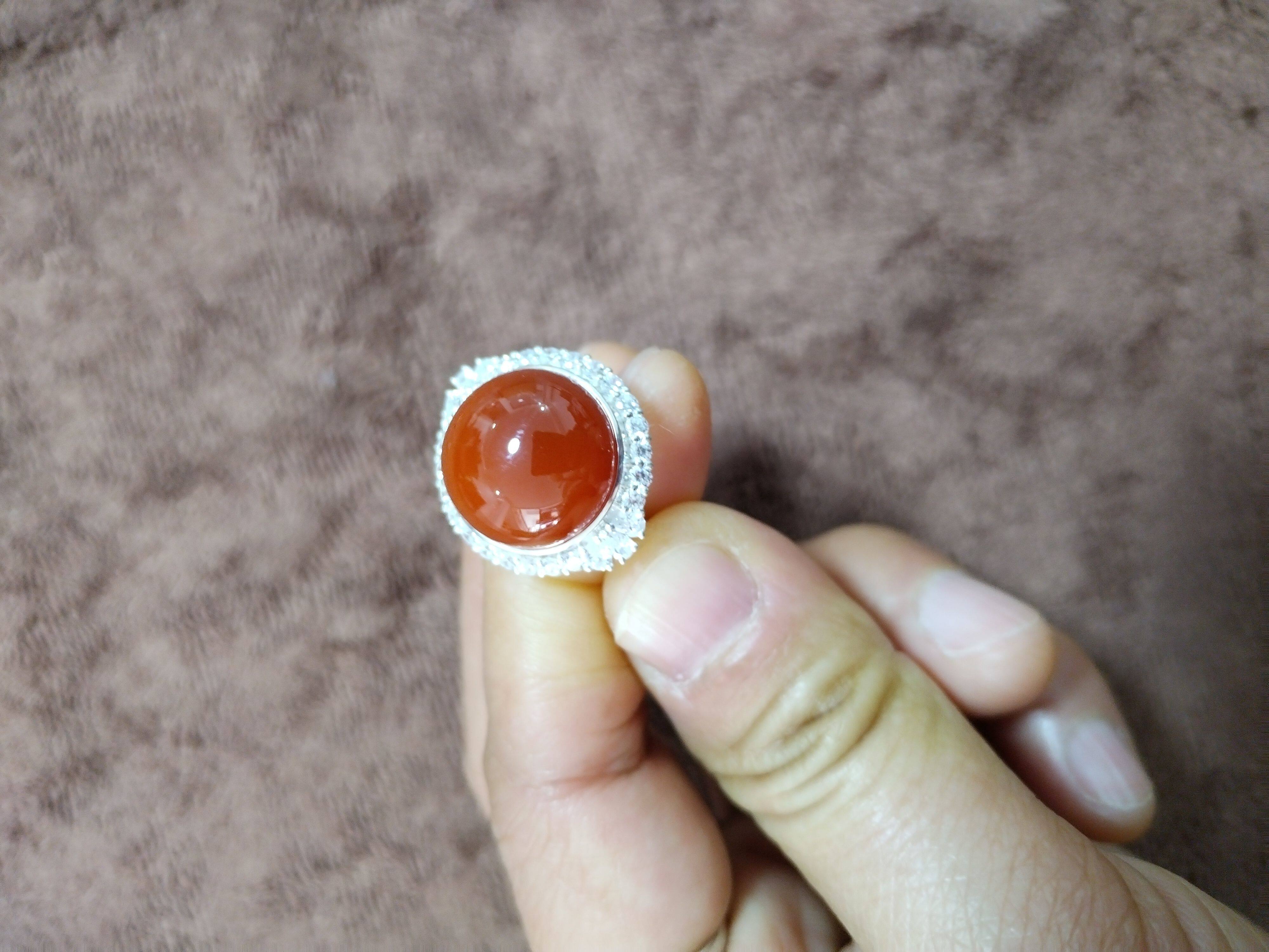 天然原矿南红玛瑙女士戒指 戒面