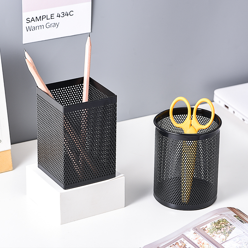 得力笔筒创意时尚桌面摆件大木质