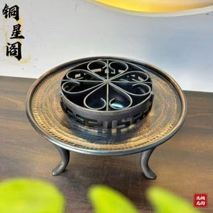 纯铜手工复古小众高端锤纹小火盆 家用复古铜器