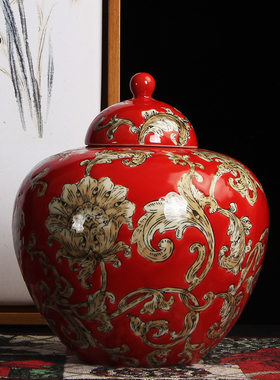 景德镇陶瓷器新古典纯手绘红色